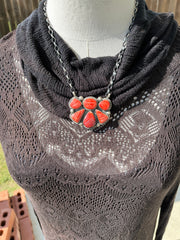 Red Spiny Half Cluster Necklace