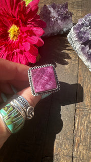 Adjustable Purple Spiny Square Ring #5