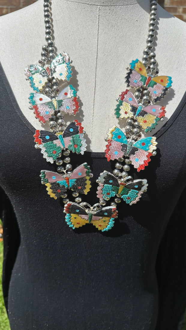 Inlay Butterfly Necklace Set