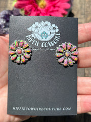 Light Pink Opal Cluster Earrings