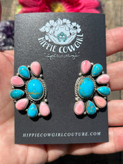 Kingman and "Cotton Candy" Half Cluster Earrings A