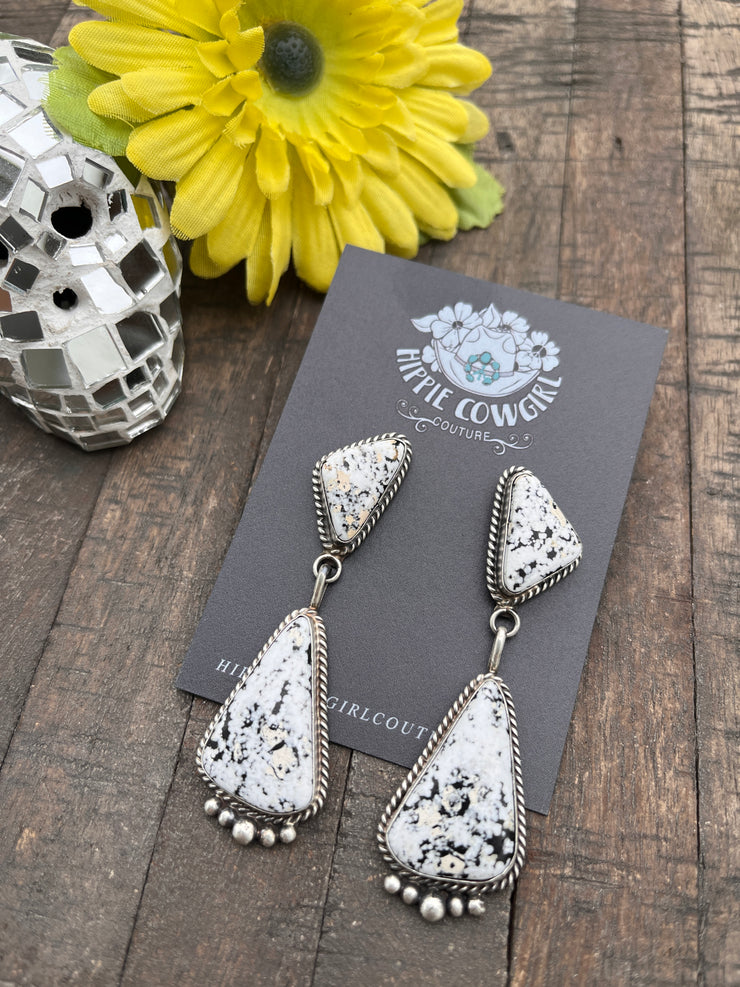 2 Stone White Buffalo Earrings
