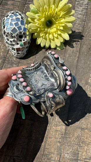 Pink Conch Saddle Cuff