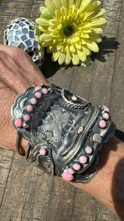 Pink Conch Saddle Cuff