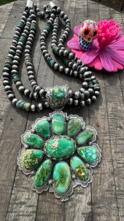 Multi Strand Pearl and Sonoran Gold Pendant Necklace #1