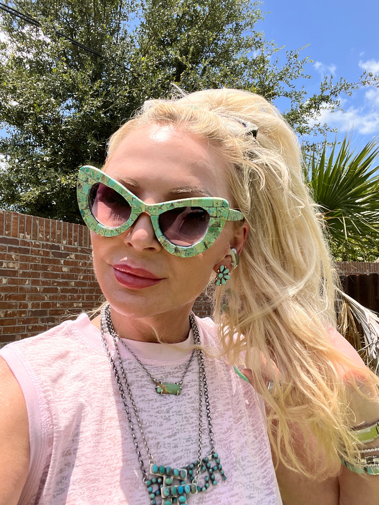 Handmade Cotton Candy Kingman Inlay Sunglasses #6