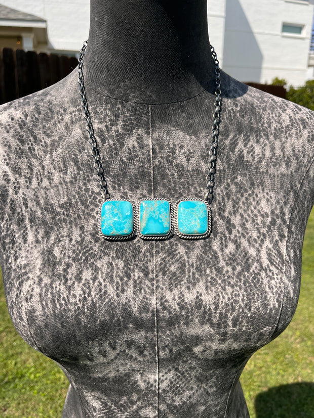 3 Stone Square Necklace #1-9