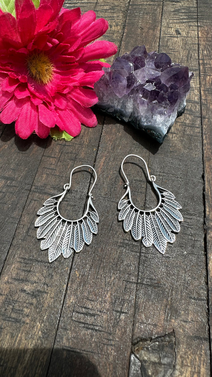 Feather Hoop Earrings