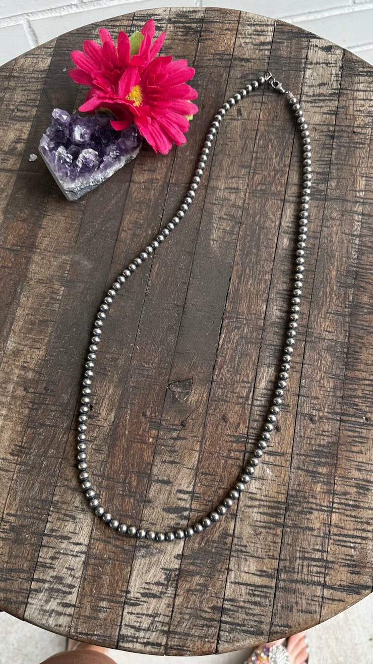 30" 6MM "Navajo Style" Sterling Pearls