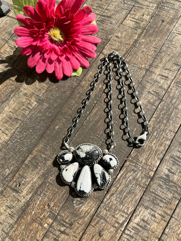 White Buffalo Half Cluster Necklace #2