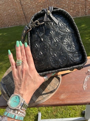 XL Tooled Black Concho Duffle Bag