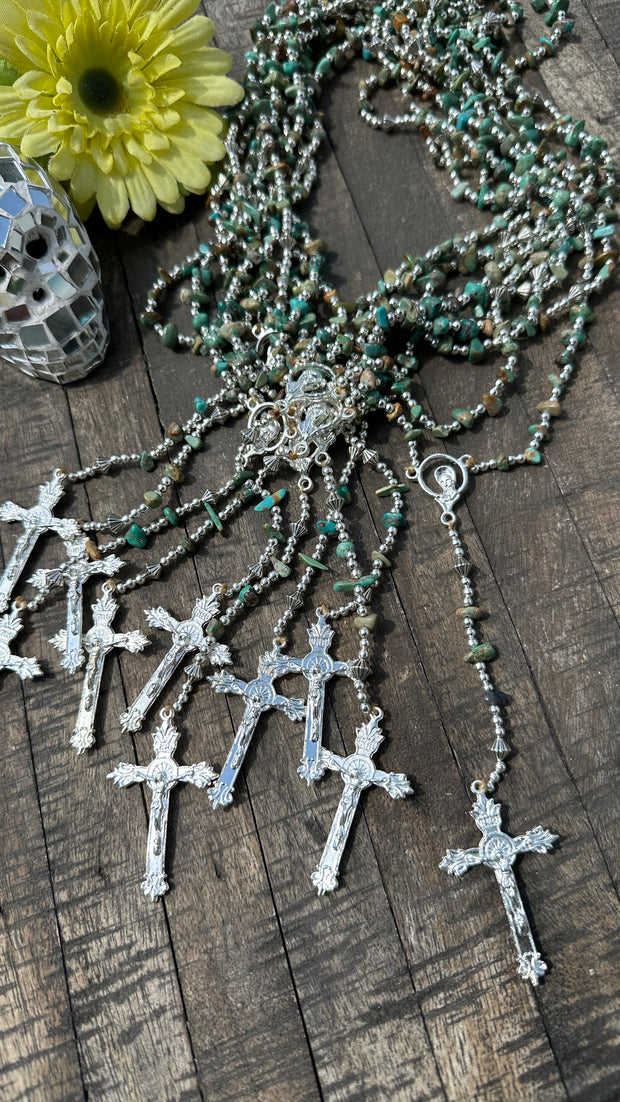 Green Turquoise Rosary Necklace