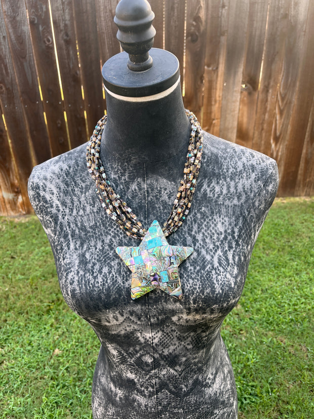 Multi Strand Inlay Star Necklace
