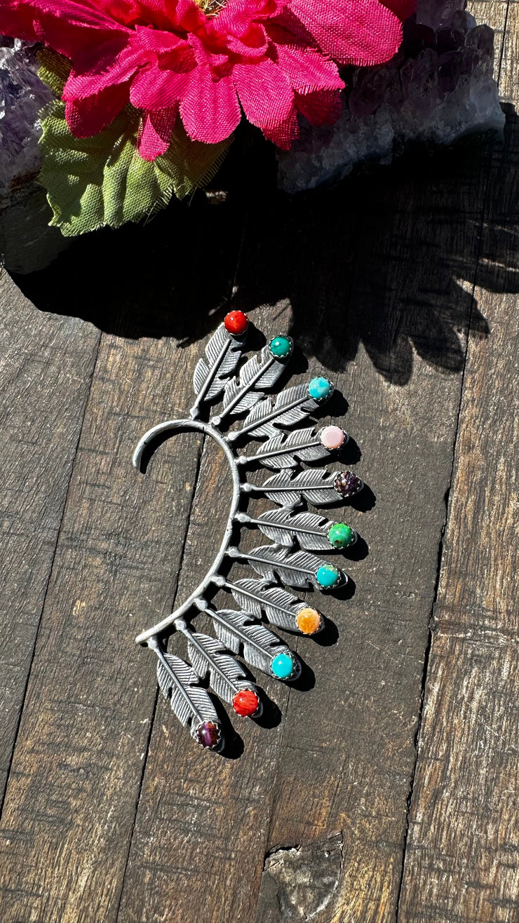 Multi Color Feather Ear Crawler- Left