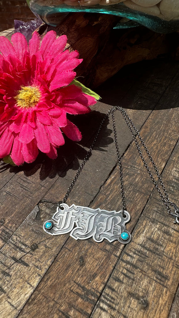 "FJB" Necklace with Kingman Turquoise