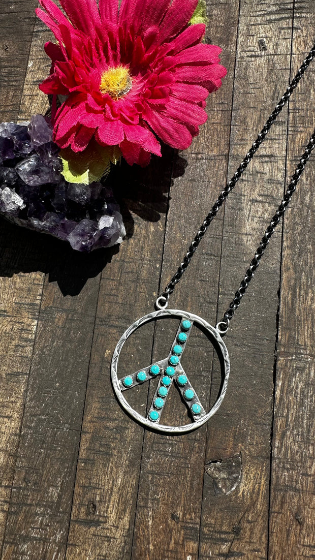 Blue HCC Peace Sign Necklace