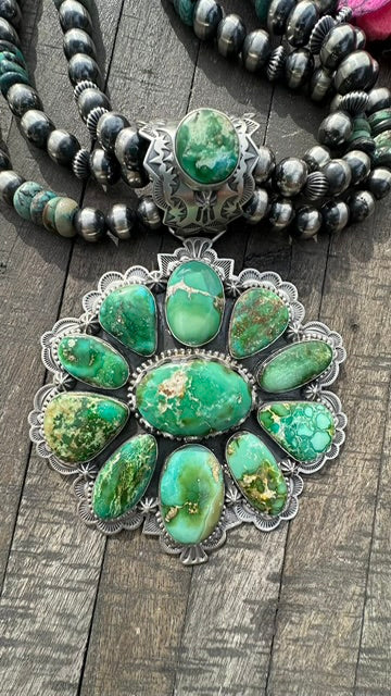 Multi Strand Pearl and Sonoran Gold Pendant Necklace #1