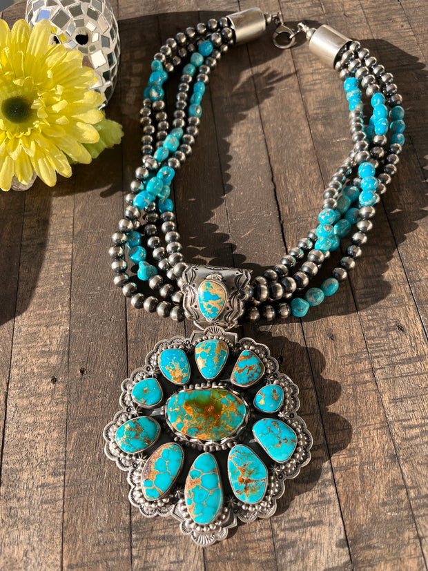Royston Pendant on 4 Strand Bead Necklace