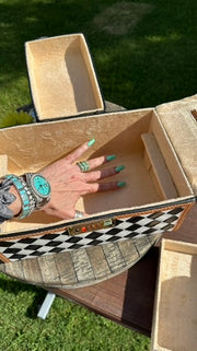 Checkerboard Cowhide and Leather Jewelry Box