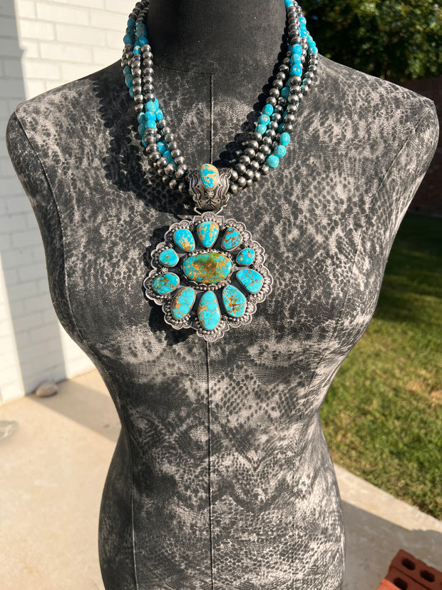 Royston Pendant on 4 Strand Bead Necklace