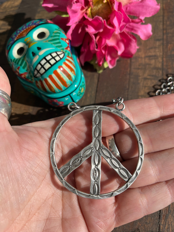 Cotton Candy Peace Sign Necklace