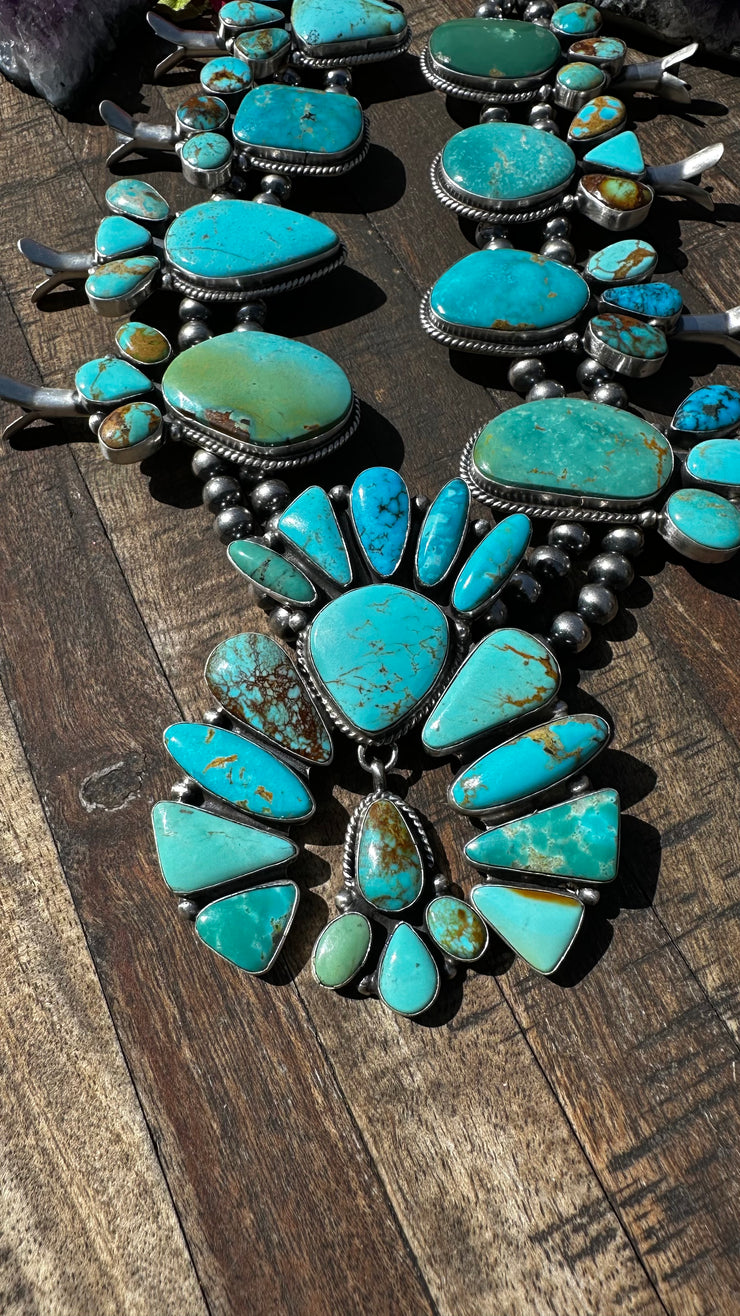 Kingman Turquoise Squash Blossom Set