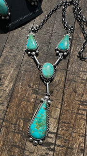 4 Stone Kingman Turquoise Mini Lariat Set- B