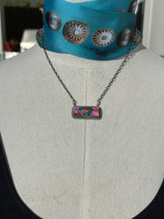 Pink Dahlia Kingman Bar Necklace #5