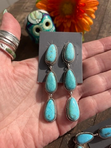 3 Stone Kingman Earrings 3a-3e
