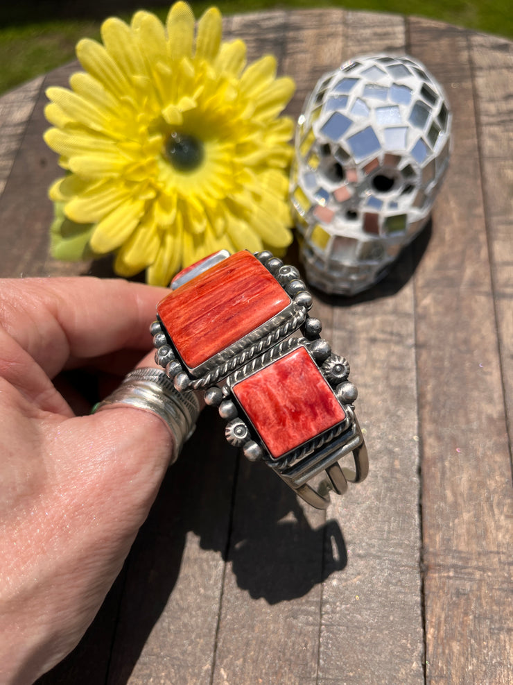 3 Stone Red Spiny Cuff