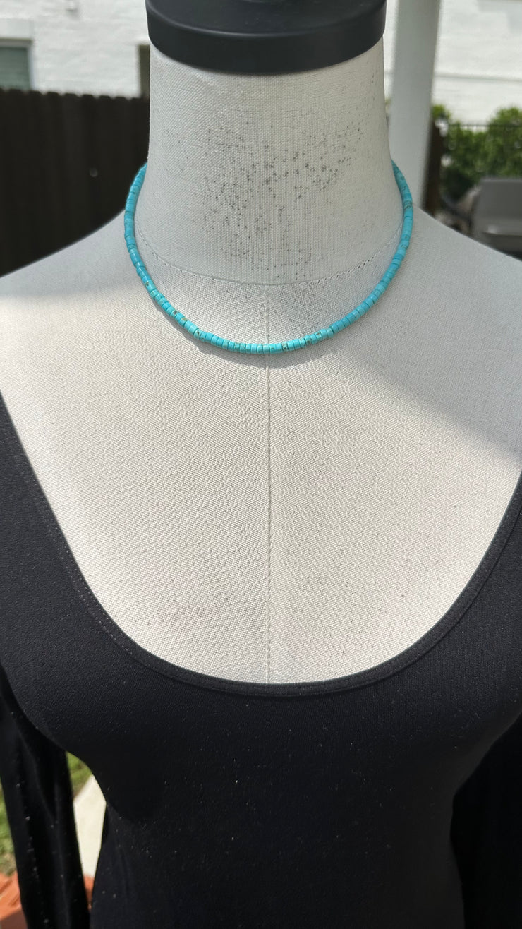 16 1/2" Blue Kingman Heishi Necklace