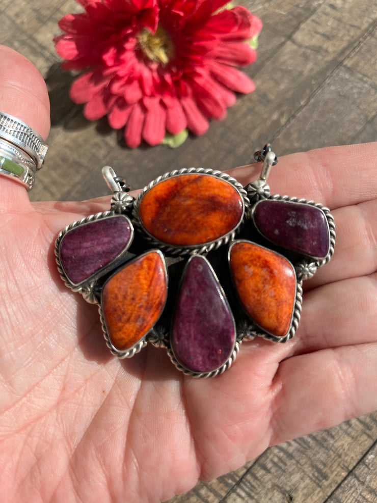 Spiny Multicolor Half Cluster Necklace #1