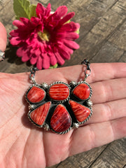 Red Spiny Half Cluster Necklace