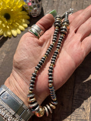 20" Graduated Saucer Navajo Style Pearl and Gold Filled Beads