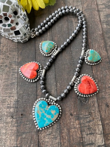 Multicolor Heart Necklace- F