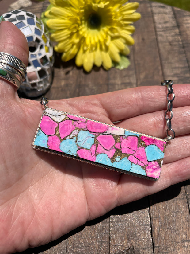XL Cotton Candy Kingman Bar Necklace A-H