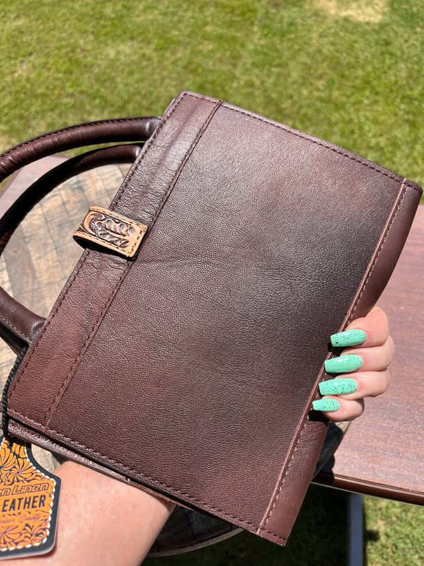 Cowhide Concho Book/Bible Cover