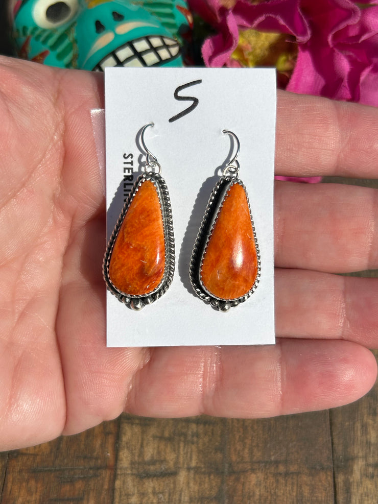 Orange spiny Dangle Earrings #5