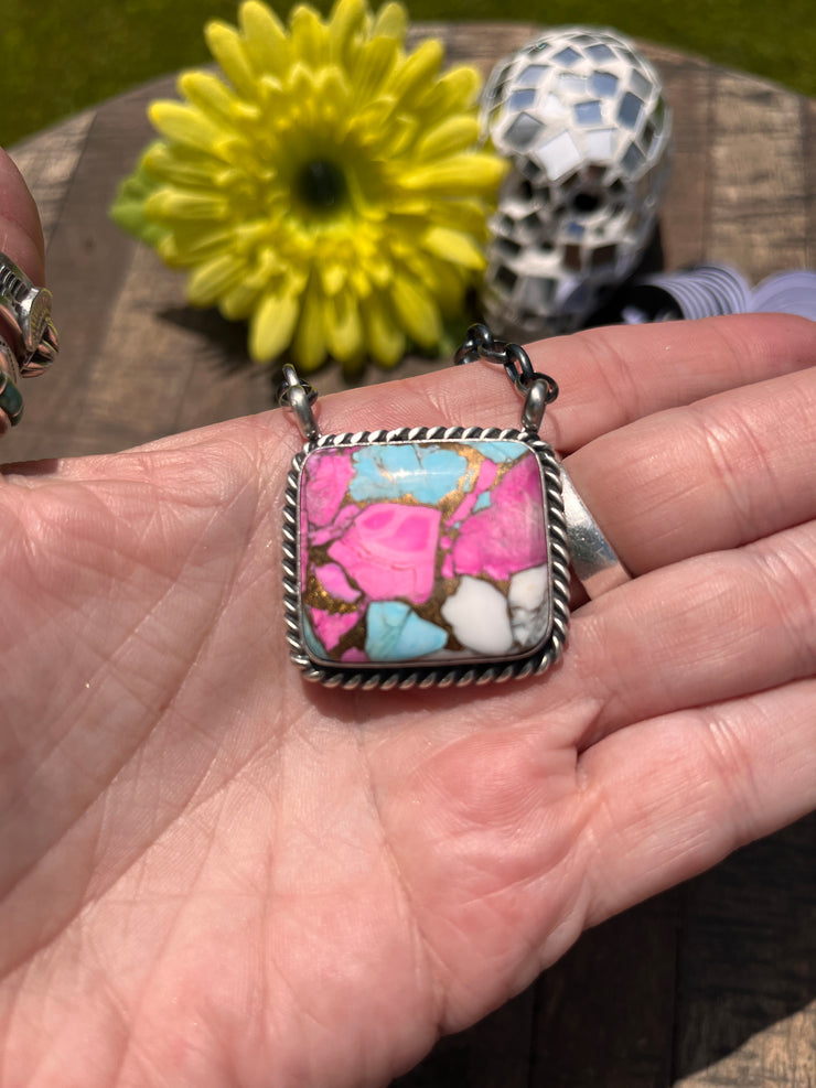 Square Cotton Candy Kingman Necklaces