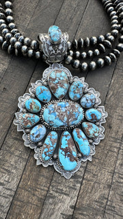 Multi Strand Pearl and Golden Hills Pendant Necklace #1