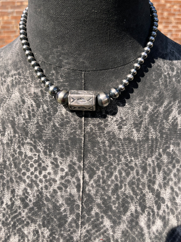 Stamped Pearl Necklace
