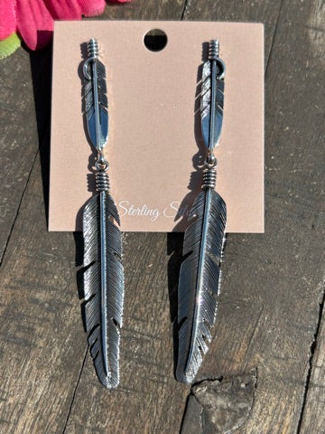 Sterling Double Feather Earrings