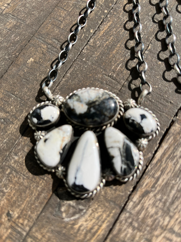 White Buffalo Half Cluster Necklace #2