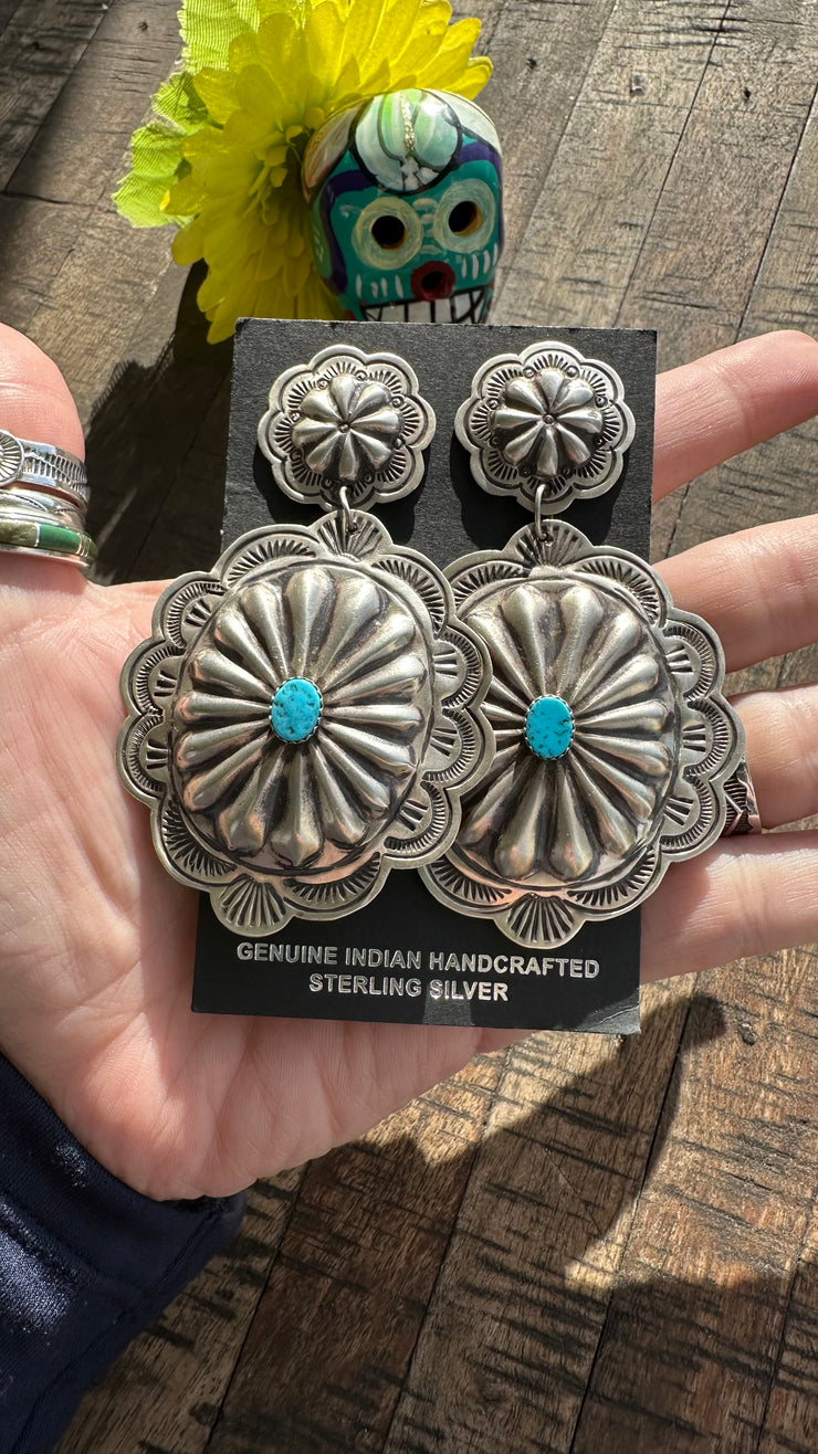 Turquoise Concho Earrings