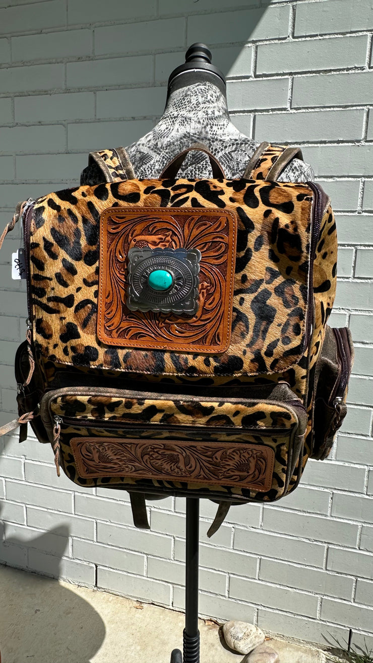 Leopard Cowhide Backpack