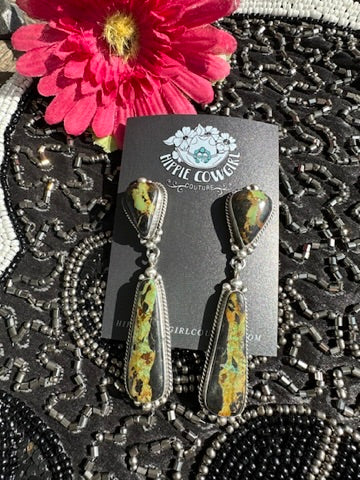 Blackjack Turquoise Two Stone Earrings #5