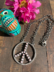 Cotton Candy Peace Sign Necklace