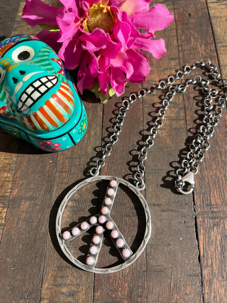 Cotton Candy Peace Sign Necklace