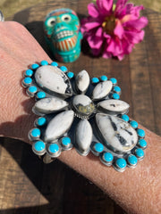 White Buffalo and Kingman Turquoise Cuff