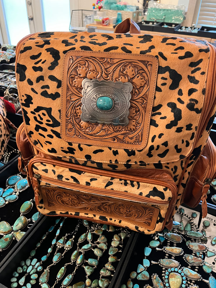 Leopard Cowhide Backpack